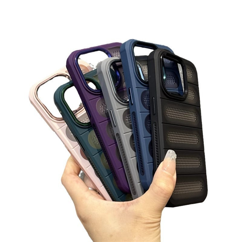 Breathable Heat Dissipation Mesh Case For ApplePhone 15 14 13 12 11 Pro Max Plus Matte Cooling Metal Lens Ring Hard Bumper Cover